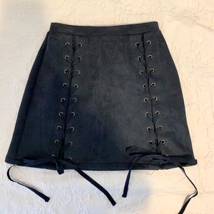 Navy Suede Skirt